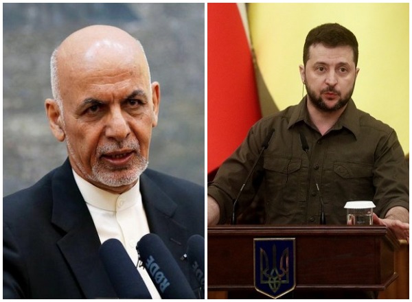 Former Afghanistan President Ashraf Ghani and UKrainian President Volodymyr Zelenskyy