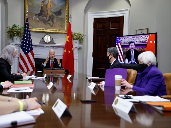 U.S. President Joe Biden speaks virtually with Chinese leader Xi Jinping from the White House in Washington. (Photo Credit: Reuters)