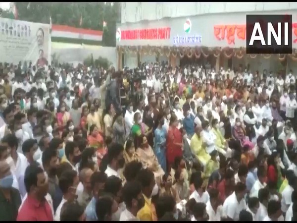 Crowds gather at the innauguration of the NCP office in Pune. (Photo/ANI)