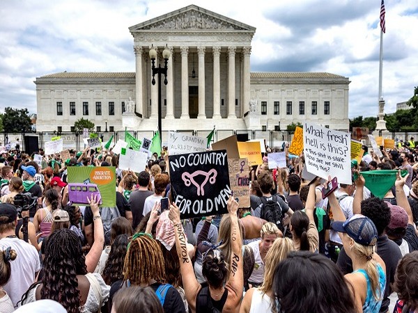 Abortion rights demonstrators protest outside the US Supreme Court after overturning the landmark Roe v Wade abortion decision. (Photo Credit: Reuters)