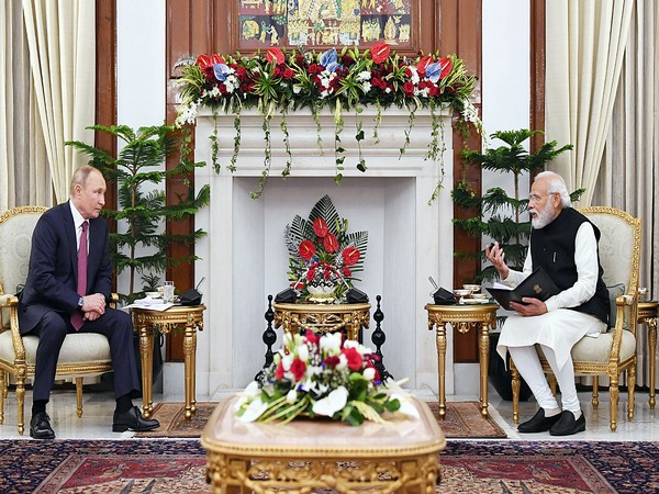 Prime Minister Narendra Modi holds talks with Russian President Vladimir Putin on December 6, 2021. (Photo/ANI)