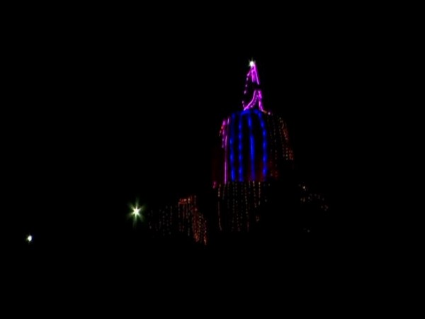 A magnificent view of Shankaracharya temple in Srinagar on Friday night. Photo/ANI
