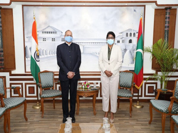 Defence Secretary Dr Ajay Kumar with Maldives Defence Minister Mariya Didi