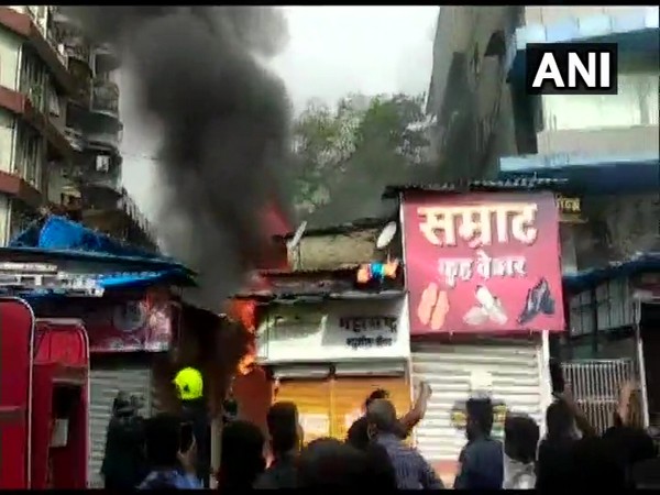 Visual of fire at Prabhat Talkies, Thane Railway Station (Photo/ANI)