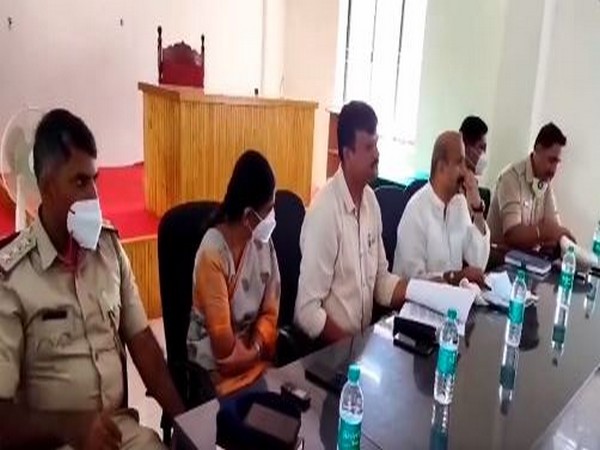 Udupi BJP MLA Raghupathi Bhat chairs meeting in Udupi (Photo/ANI)