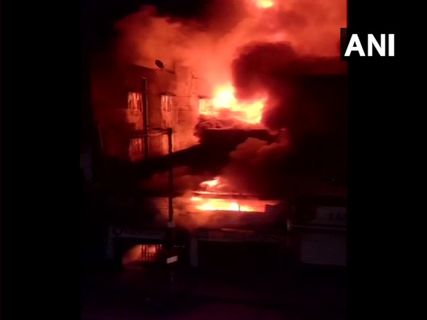 A fire broke out at an automobile repair shop in Jorhat, Assam, last night. (Photo/ANI)