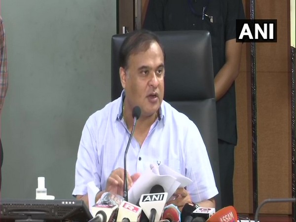 Assam Health Minister Himanta Biswa Sarma addressing a press conference on Monday.