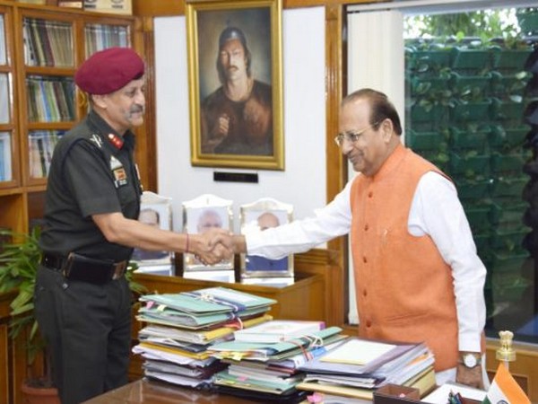 Major general Bipin Bakshi meeting Assam Governor Jagdish Mukhi on Thursday  Photo/ANI