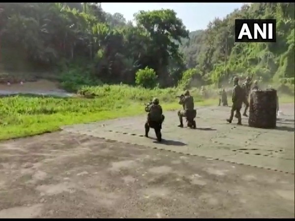 Indian and Japanese Army carrying out stadium clearance drills during the joint military exercise 'Dharma Guardian 2019' in Silchar on Saturday. Photo/ANI