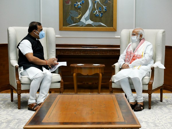 Visuals of Assam Chief Minister Himanta Biswa Sarma meeting PM Narendra Modi in New Delhi on June 2, 2021. (Photo/ANI)