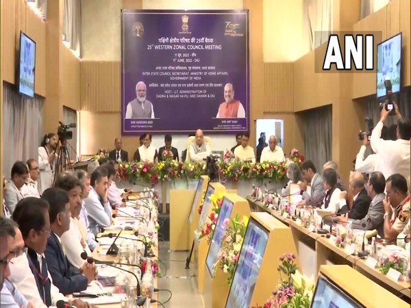 Union Home Minister Amit Shah chairs meeting of Western Zonal Council in Diu today. (Photo/ANI)