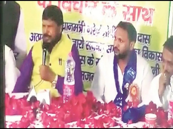 Republican Party of India (RPI) chief Ramdas Athawale with Abdul Nasir (right)