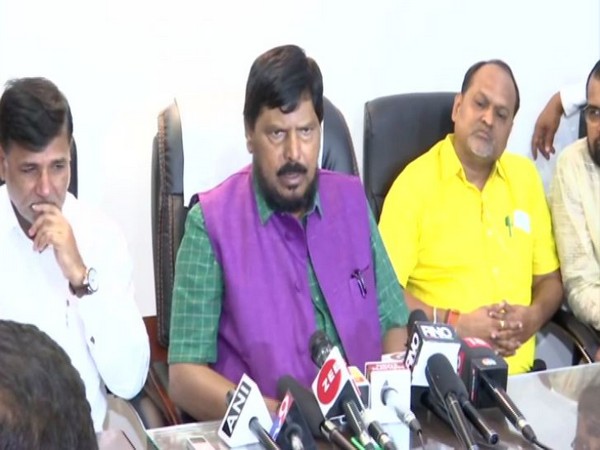 RPI chief Ramdas Athawale along with other NDA allies addressing a press conference in Mumbai on Thursday. Photo/ANI
