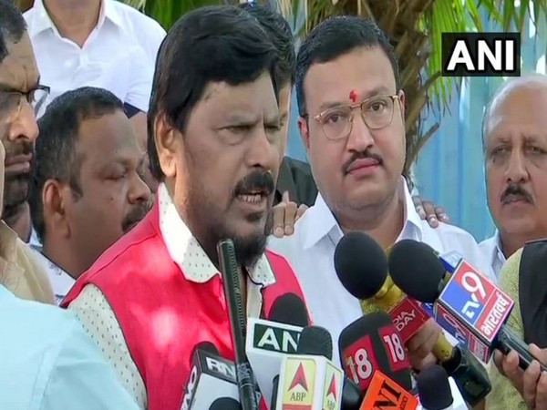 Union Minister Ramdas Athawale speaking to media persons in Mumbai on Saturday. Photo/ANI
