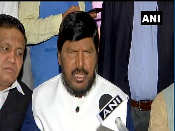 Union Minister Ramdas Athawale speaking to ANI in New Delhi on Thursday. Photo/ANI