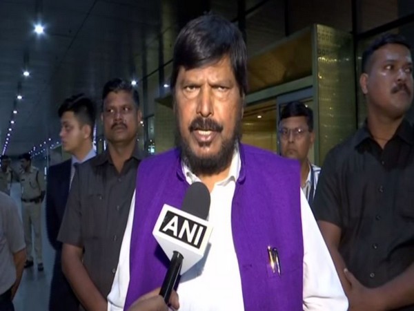 RPI leader Ramdas Athawale speaking to ANI in Mumbai on Saturday. Photo/ANI