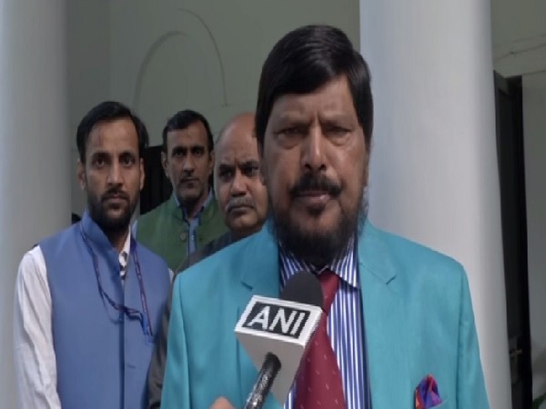 Union Minister Ramdas Athawale speaking to ANI in New Delhi on Sunday. Photo/ANI