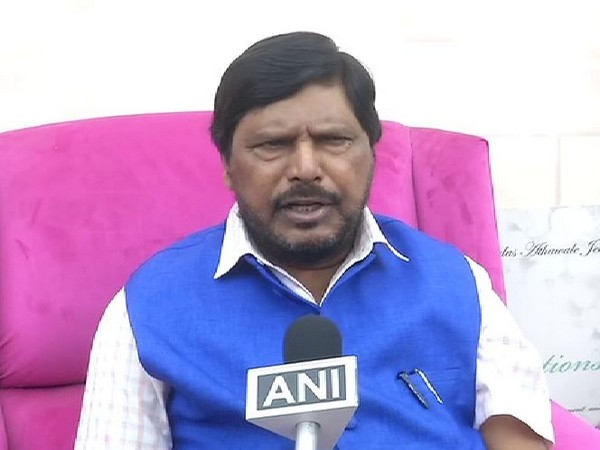 RPI chief  Ramdas Athawale talking to ANI in new Delhi on Friday. Photo/ANI 