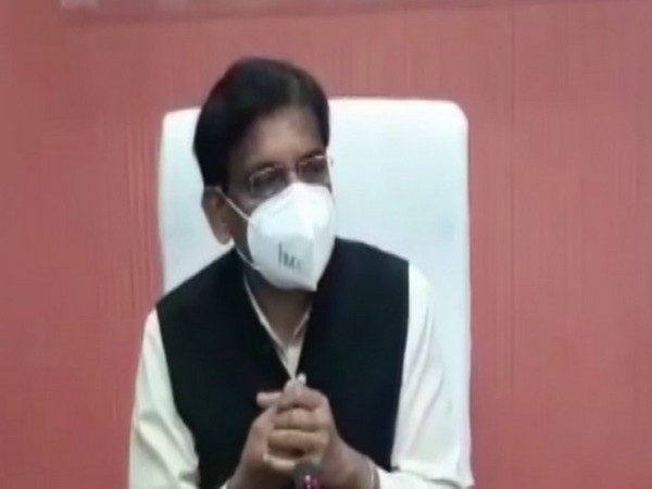 Collector Sunil Chauhan speaking to media. 