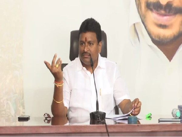 Andhra Pradesh Endowments Minister Velampalli Srinivasa Rao in Amaravati on Wednesday. (Photo/ANI)