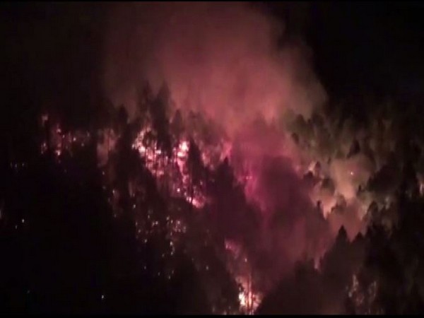Visual of forest fire from New Tehri district Uttarakhand. (Photo/ANI)