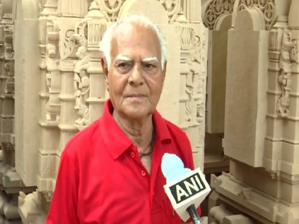 Anu Bhai Sompura speaking to ANI in Ayodhya on Sunday. [Photo/ANI]