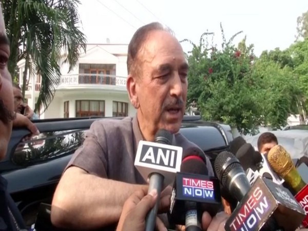 Former J-K chief minister and senior Congress leader Ghulam Nabi Azad speaking to reporters in Jammu on Wednesday. Photo/ANI