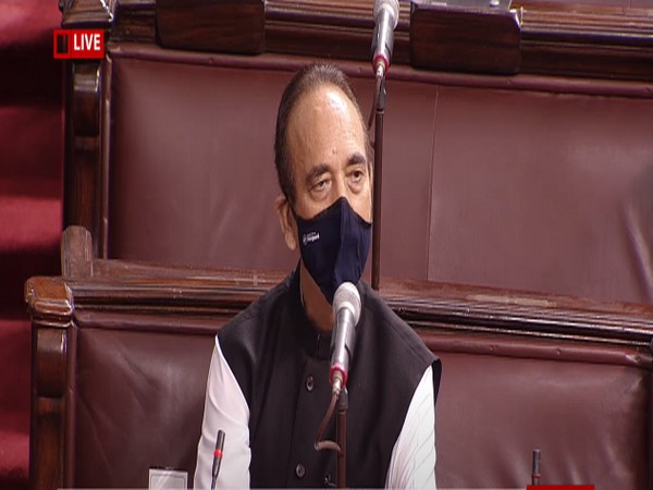 Leader of Opposition in Rajya Sabha Ghulam Nabi Azad speaking in Rajya Sabha on Monday. 