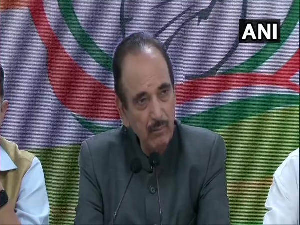 Senior Congress leader Ghulam Nabi Azad speaking to reporters in New Delhi. 