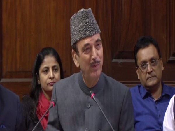 Congress leader Ghulam Nabi Azad speaking at a press conference in New Delhi on Wednesday.