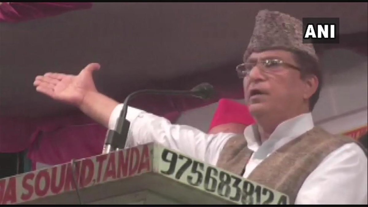SP leader Azam Khan addressing a public rally at Rampur on Friday
