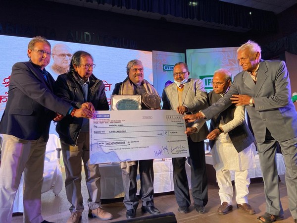 Writer Ranendra conferred with Shrilal Shukla Smriti IFFCO Sahitya Samman-2020 (Photo/ANI)