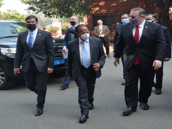US Secretary of Defense Mark Esper, NSA Ajit Doval and US Secretary of State Mike Pompeo