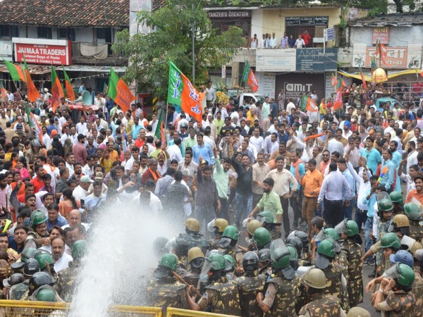 BJP's MP unit president Rakesh Singh was arrested along with several party workers by the police in Bhopal. Photo/ANI