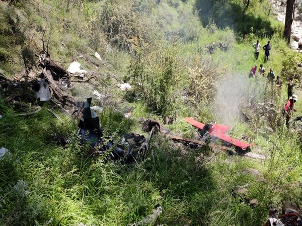 Three people lost their lives in a helicopter crash in Uttarkashi district in Uttarakhand on Wednesday. (Photo/ANI)