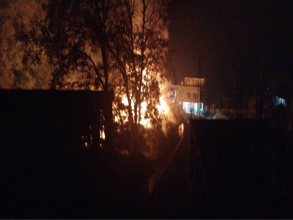Visuals from the fire in Qaimoh, Jammu and Kashmir. [Photo/ANI]