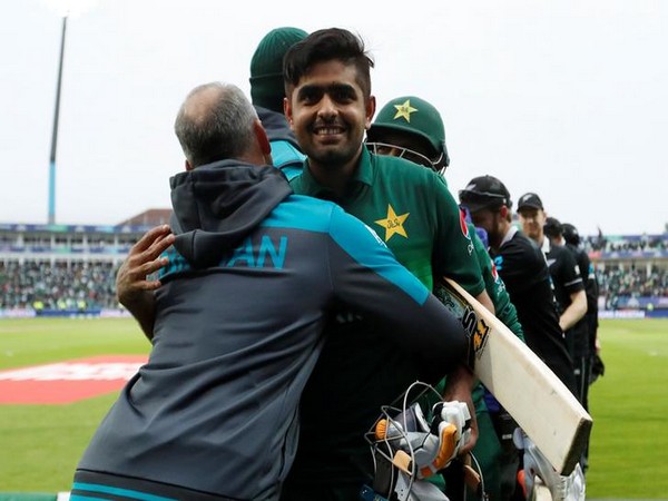Pakistan's Babar Azam celebrates after defeating New Zealand