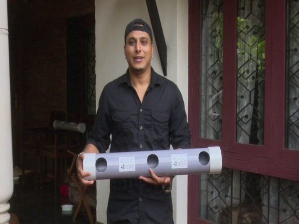 Animal activist Tauseef Ahmed with the artificial nesting unit. Photo/ANI
