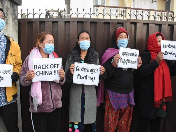 Protests in Kathmandu over Chinese interference in domestic affairs of Nepal. (Photo/ANI)