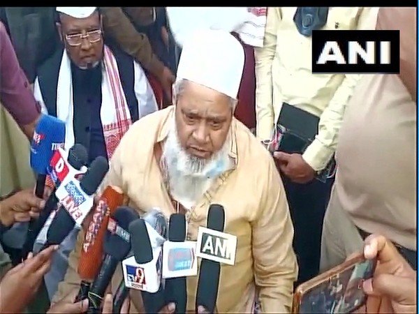 AIUDF chief Badruddin Ajmal speaks to media on Sunday. (Photo/ANI)