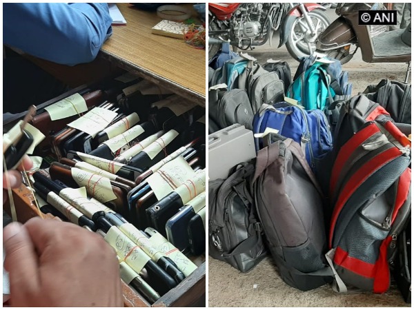 Mobile phones and bags are kept outside BSP headquarters. 