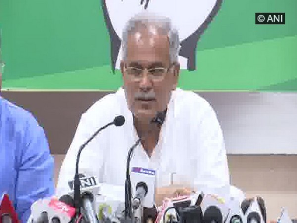 CM Bhupesh Baghel speaking at the press conference in Raipur on Friday.