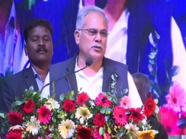 Chhattisgarh Chief Minister Bhupesh Baghel speaking at an event in Raipur on Friday (photo/ANI)