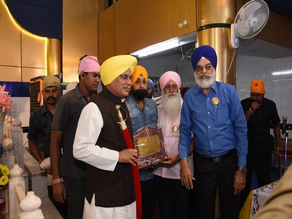 Chhattisgarh CM Bhupesh Baghel at Gurdwara in Raipur on Tuesday
