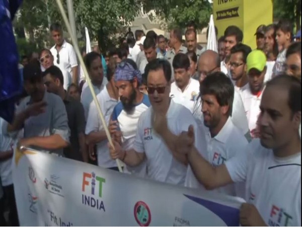 Wrestler Bajrang Punia particpated in 'Fit India Plog Run in New Delhi on Wednesday [Photo/ANI]