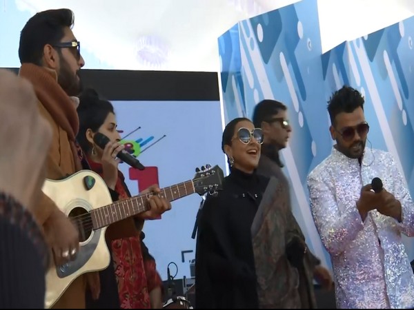 Bollywood actor Vidya Balan enjoying the Gulmarg winter festival. (Photo/ ANI)