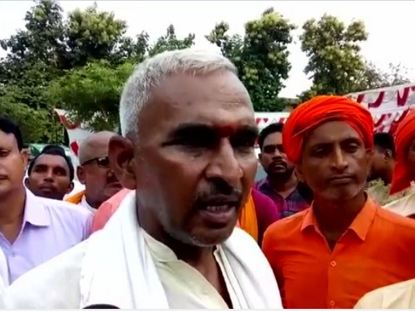 BJP MLA Surendra Singh speaking to reporters in Ballia, Uttar Pradesh on Saturday. Photo/ANI