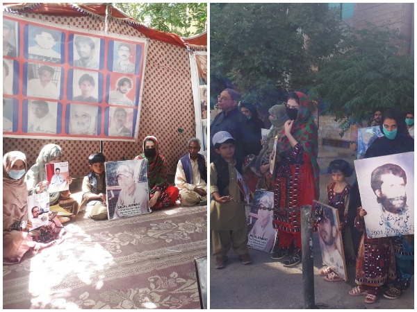 Baloch people, activists protests against enforced disappearances, illegal detention of loved ones