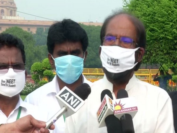 Dravida Munnetra Kazhagam MP Tiruchi Siva, while speaking to the media on Monday. (Photo/ANI)