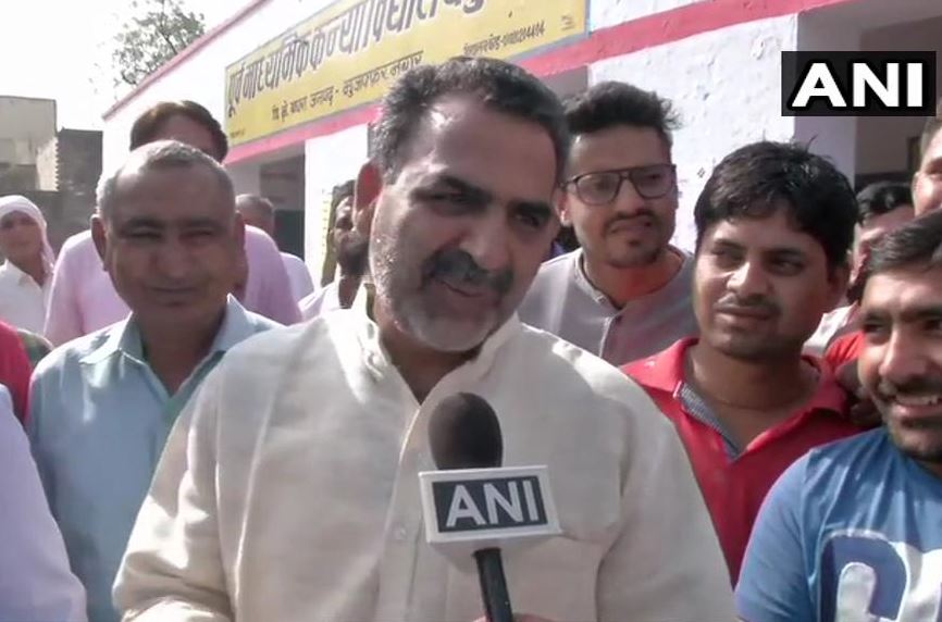 Muzaffarnagar BJP candidate Sanjeev Balyan talking to ANI on Thursday.
